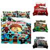 Мультяшный Постельный Комплект с Цифровой Печатью Roblox Minecraft Высококачественный Мультяшный Стиль Белый Цвет