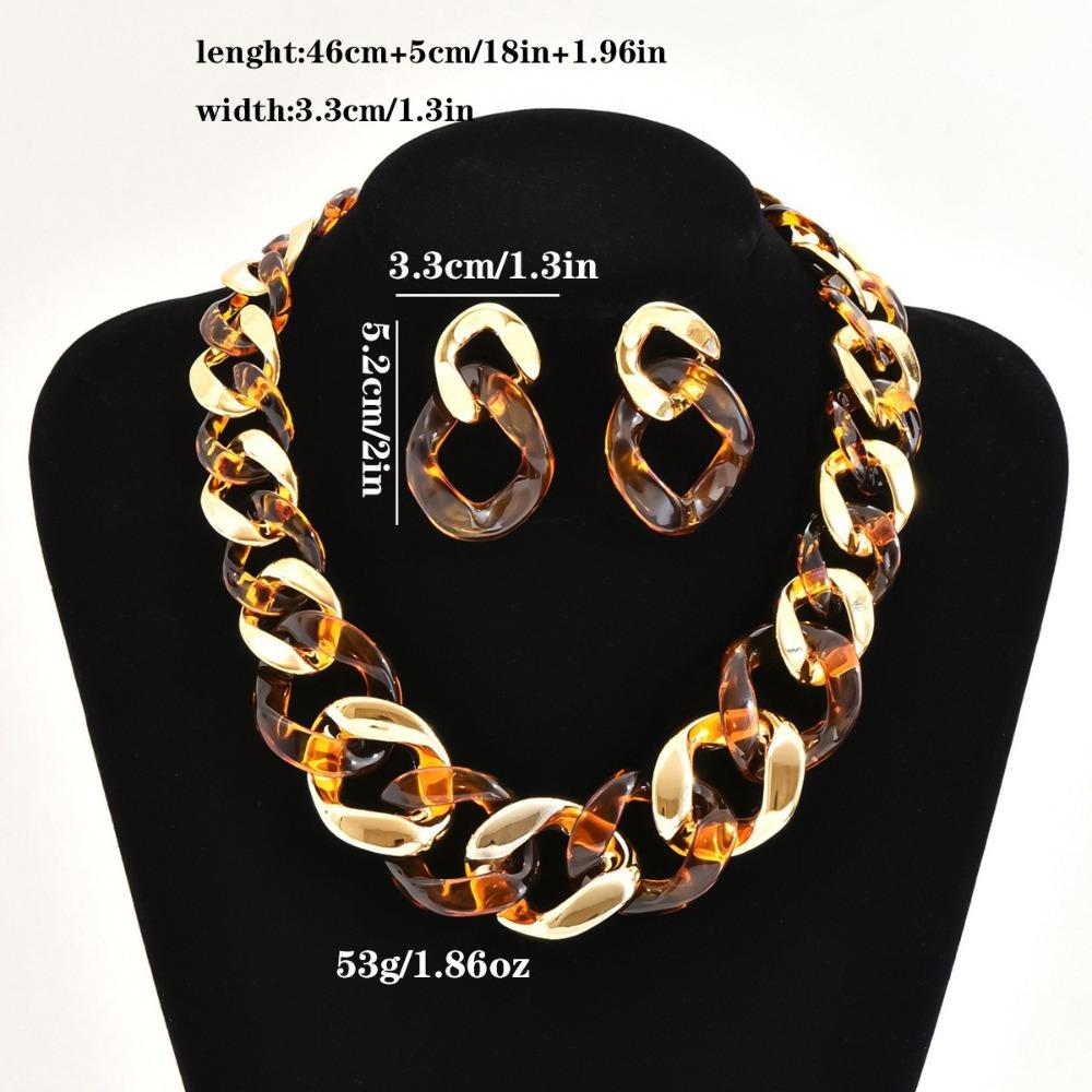 Acrylic Earrings Necklace Set Chunky Jewelry Set Gift 2024 New Link Chain for Women