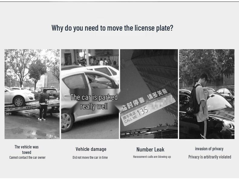 Временная табличка для парковки автомобиля на солнечной батарее со скрытым номером телефона