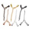 10pcs 3-10 mm Tassel Round Leather End Tip Caps With Extending chain Lobster Clasps Hooks Connectors For Jewelry Making Findings