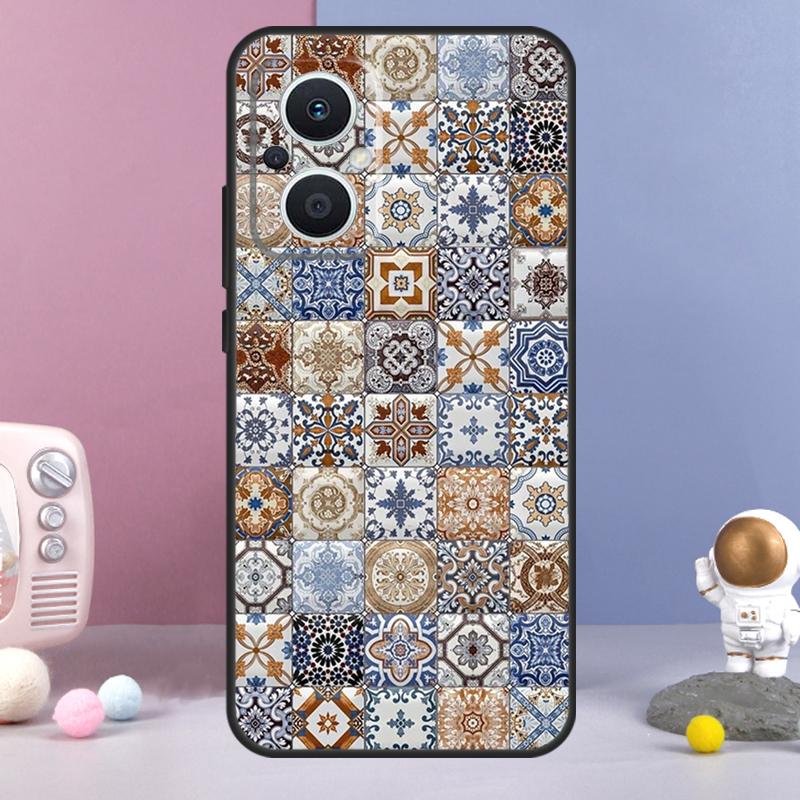 Эстетичный чехол в стиле бохо с мозаикой для OPPO Reno 14 F 11F 12F 13F 10 11 12 13 Pro 7 8 Lite OPPO Find X8 X6 X5 X9 Pro
