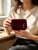 Косметичка YSL из бордового бархата, Роскошная косметичка от бренда красоты, Портативная маленькая сумочка на молнии для помады, наушников, ключей