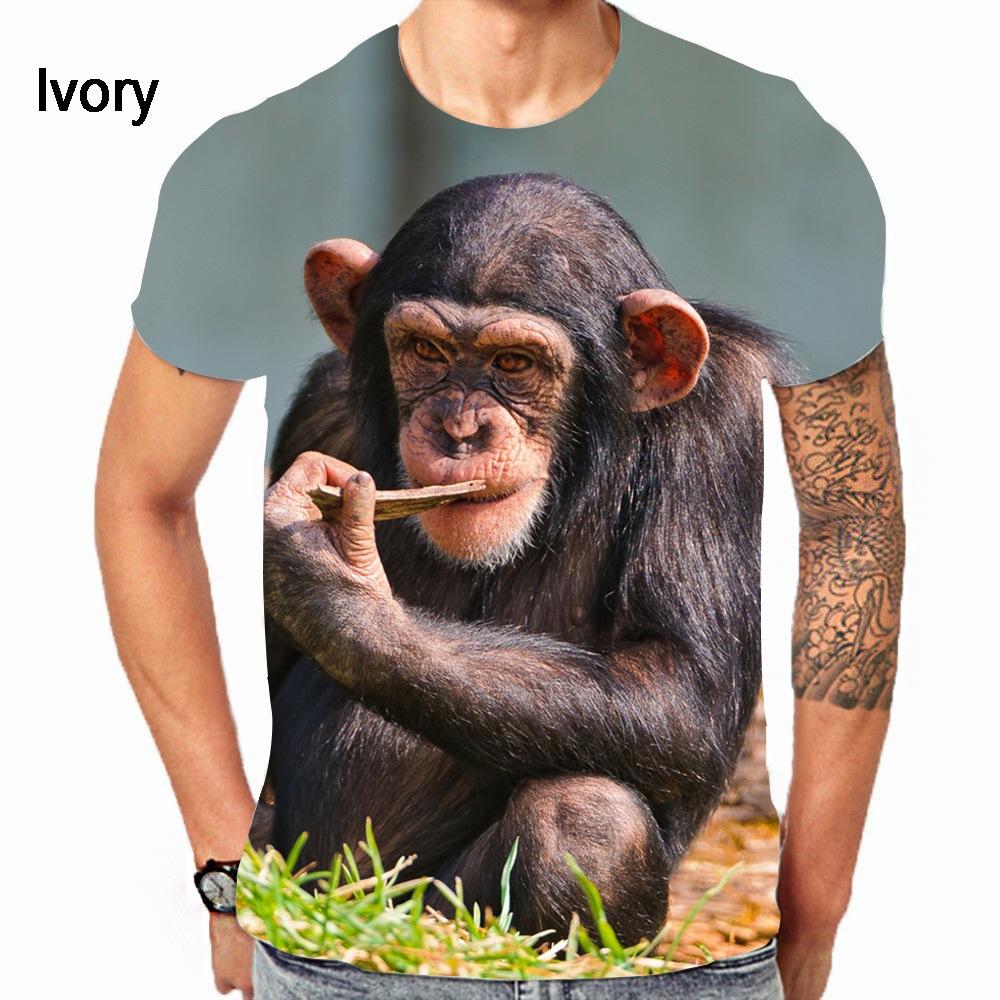 Interesting Monkey 3D Printed Adult Casual Short Sleeved T-shirt Plus Size Men Summer T-shirts