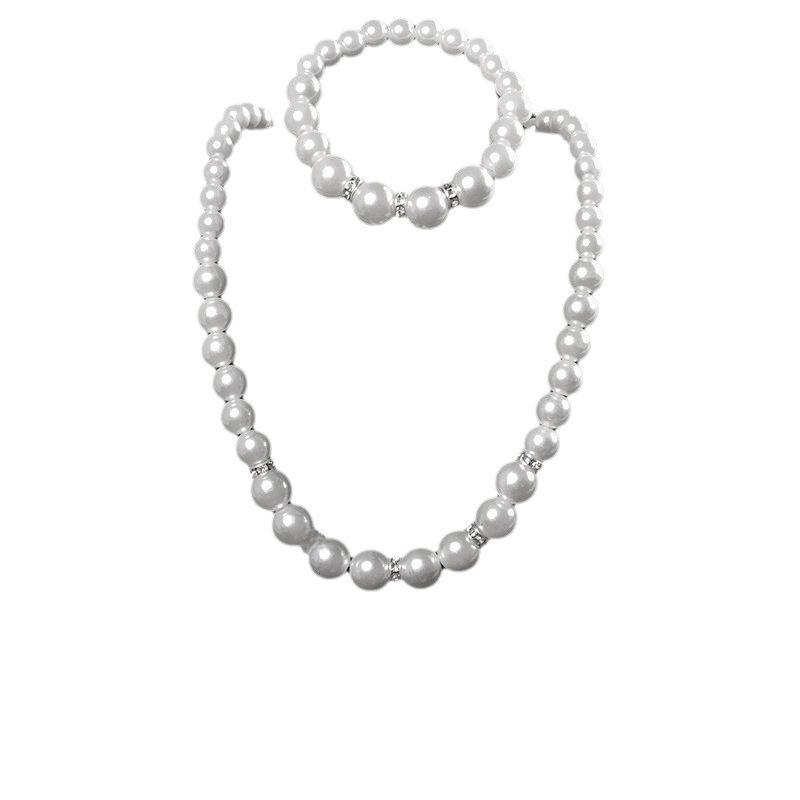 Elegant ABS Pearl Jewelry Set: Necklace, Earrings, and Bracelet for Mother's Gift or Wedding Accessories.