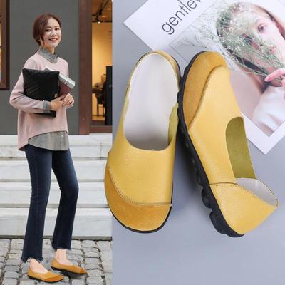 Кожаные удобные женские повседневные туфли с мягкой подошвой Four Seasons для мам с неглубоким носком