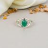 925 Sterling Silver Green Onyx Oval Shape Green Gemstone Ring For Women