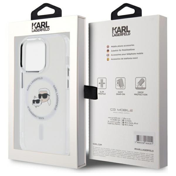 Karl Lagerfeld Klhmp14Xhlskch Iphone14 Pro Max 6.7 Biały/White Hardcase Iml Metal Karl&Choupette Head Magsafe