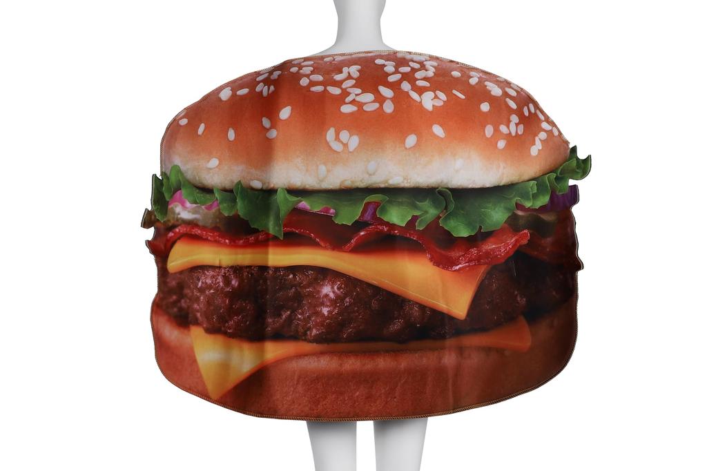 [CosMisty] Cosplay Event Costume Hamburger Costume Funny Kigurumi Costume Bread Cheeseburger Food Halloween (Hamburger)