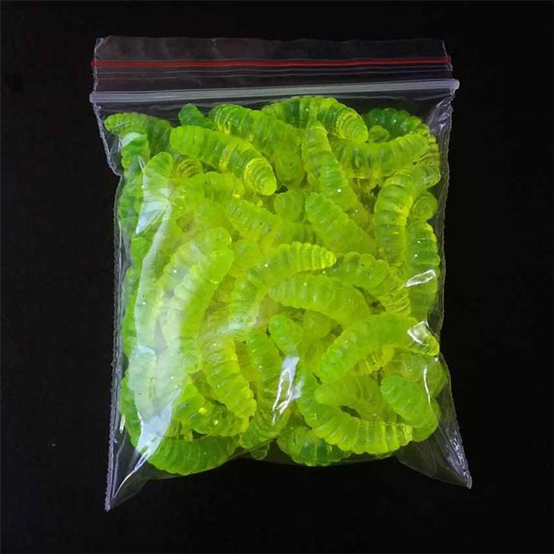 2.4см 0.4г Светящийся в темноте опарыш Мягкая приманка Реалистичная приманка для рыбалки на форель, солнечника Медленно тонущий Рыболовный Искусственный червь