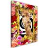 Canvas Print, Giraffe and Coloured Roses