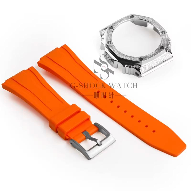 GA2100 Для Casio Дуб Фермерский Резьба Металлический Корпус Ремешок из Смолы GA2100/2110 Модифицированный Резьба GM2100 GBM2100 Корпус Аксессуары для Часов