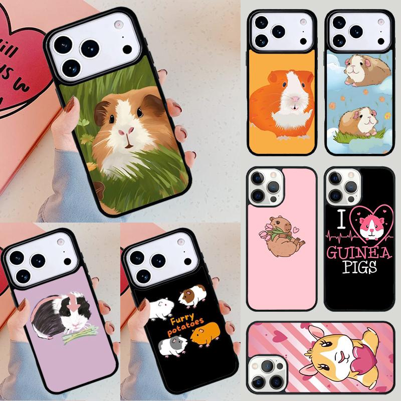 Cartoon Guinea Pig Phone Case For iPhone 17 Air 14 15 13 12 Max Cover For Apple 14 15 16 16e 11 Pro Max Plus Coque