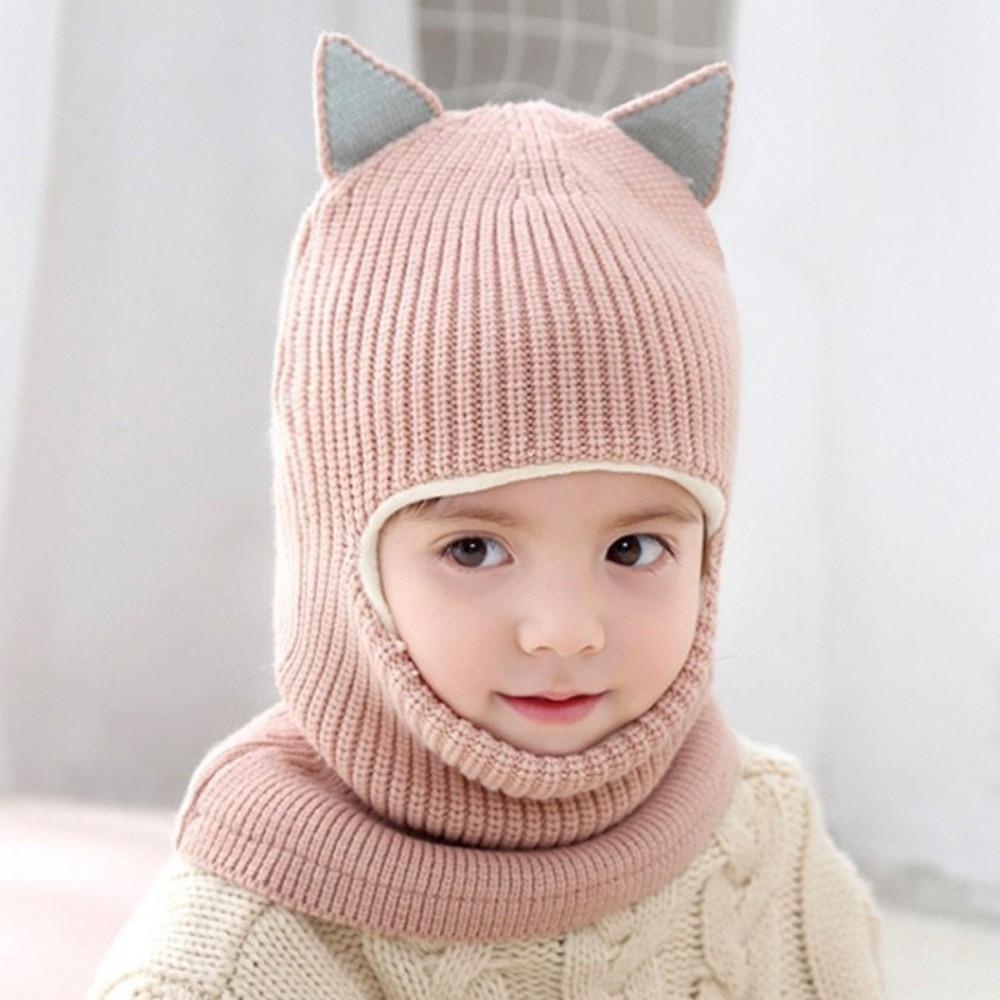 Thickened Knitted Baby Hats Keep Warm Warm Fleece Hats Cute Style Cute Cat Ears Hats  Cold Weather