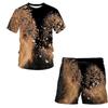 Летняя мужская футболка с 3D принтом и шорты, комплект мужской спортивной одежды, спортивный костюм с круглым вырезом и коротким рукавом, мужской костюм для одежды