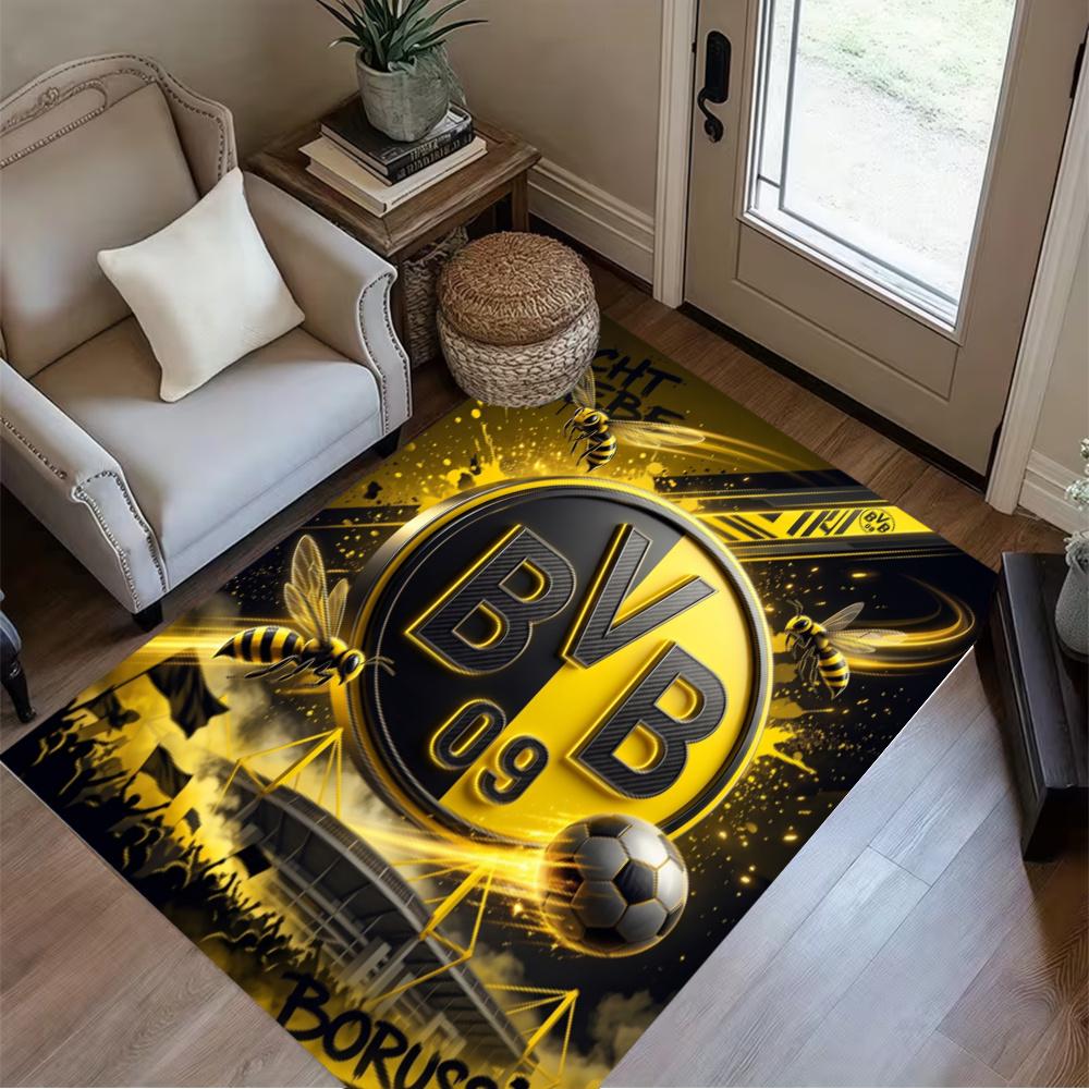 Bvb Borussia Dortmund Football Team Area Rug Design For Outdoor Bedrooms Balcony Entryway Antislip Carpet Office Home Decor