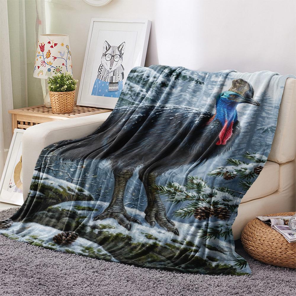 1PC Snowy Tree Haven Print FlAannel Blanket, High quality Comfortable for All Seasons, Home Decor, Warmth and Comfort