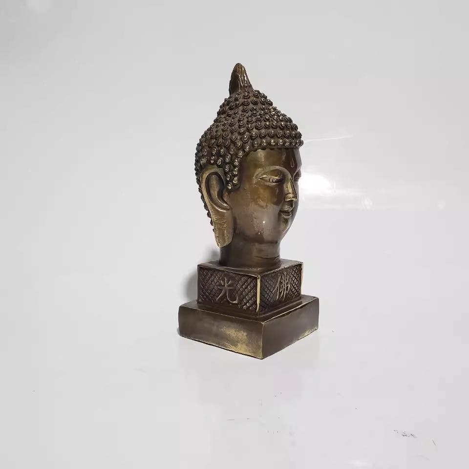 Old Tibet Buddhism Bronze Shakyamuni Sakyamuni Amitabha Buddha Head Statue