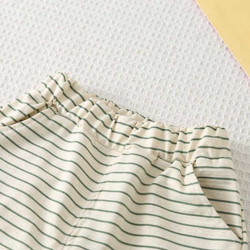 0-5-Year-old Children's Short Sleeved Set Boys' Cartoon Striped POLO Shirt Boys' Casual Cute Daily Clothes Two-piece Set
