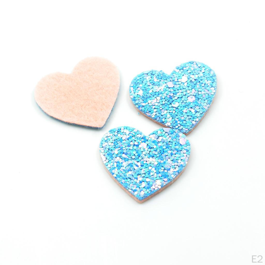 20 шт. аппликации из фетра в виде сердечек с блестящими пайетками для изготовления украшений 26x34 мм, разноцветные