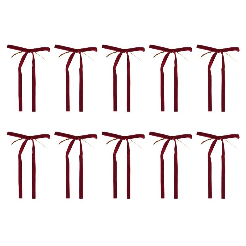 10 velvet bows for Christmas trees - used as rural gift bows for Christmas home decoration, outdoor, and indoor occasions