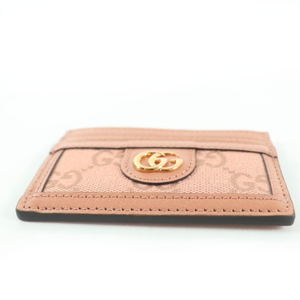 Безупречный кошелек для карт GUCCI, узор GG, розовый кожаный, женский 523159, б/у