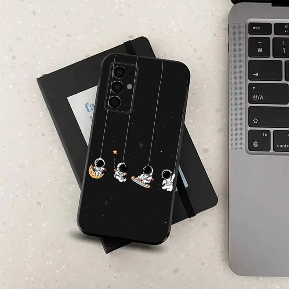 Милый Астронавт Для Samsung Galaxy A73,31,Note,22,71,53,32,72,41,8,9,52,J7,Мягкий Черный Силиконовый Чехол