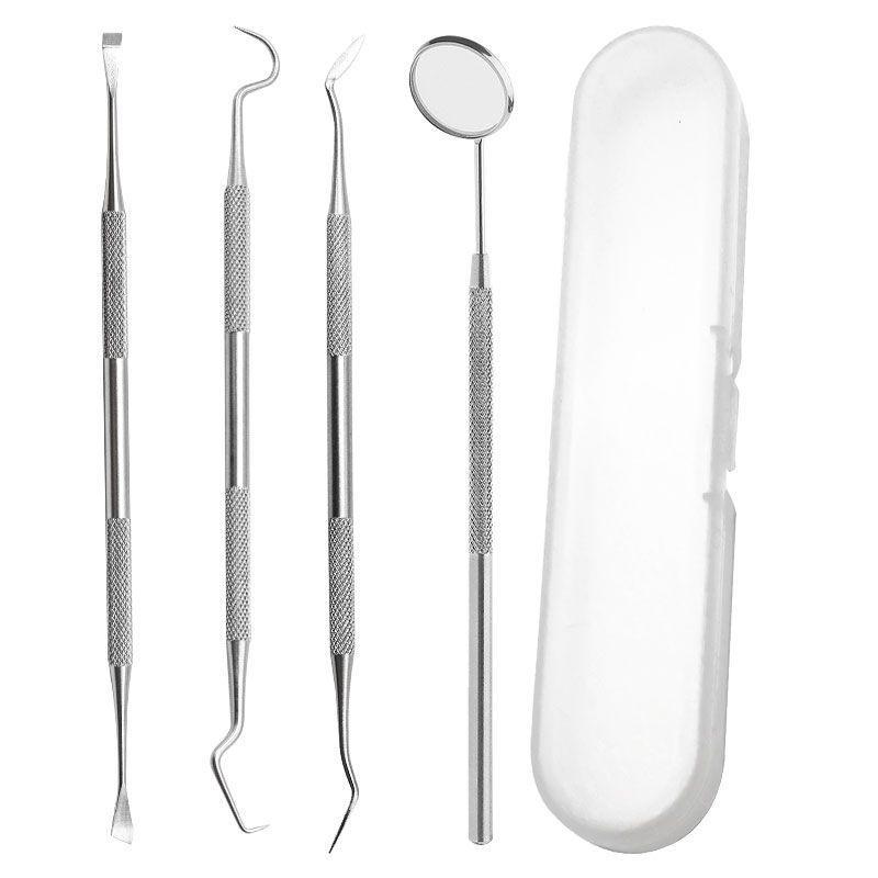 Набор стоматологических инструментов из нержавеющей стали: Оральный эндоскоп, Зонд, Зубочистка, Очиститель полости рта, Удалитель пятен и зубного камня.