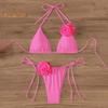 2 шт./комплект женский комплект бикини на шнуровке бюстгальтер с подкладкой плавки комплект 3D цветочный декор пляжный стиль купальники