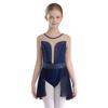 Kids Girls Ballet Lyrical Dance Figure Ice Skating Dress Hollow Back Mesh Gymnastics Leotard Dress