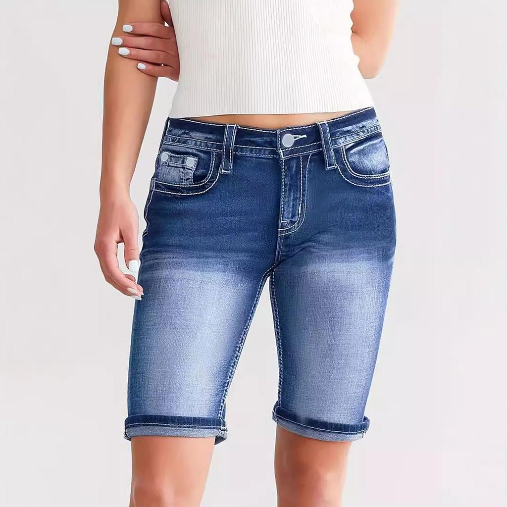 Женские джинсовые классические универсальные модные шорты с высокой талией