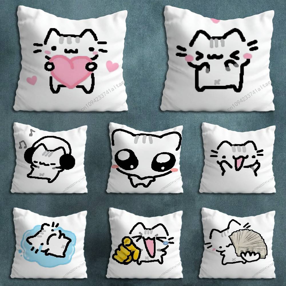 Cute Art SStrawberry Cat Pillowcase for Sofa Room Office Decor Printing Merchandise AllMatch Cushion Cover