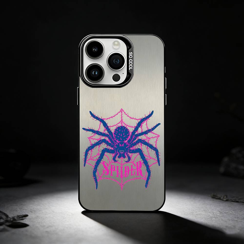 Крутой модный тренд Чехол-паук для iPhone 17,16,15,14,13,12,11 Plus,Pro Max,XS,Цветной серебристый чехол для телефона