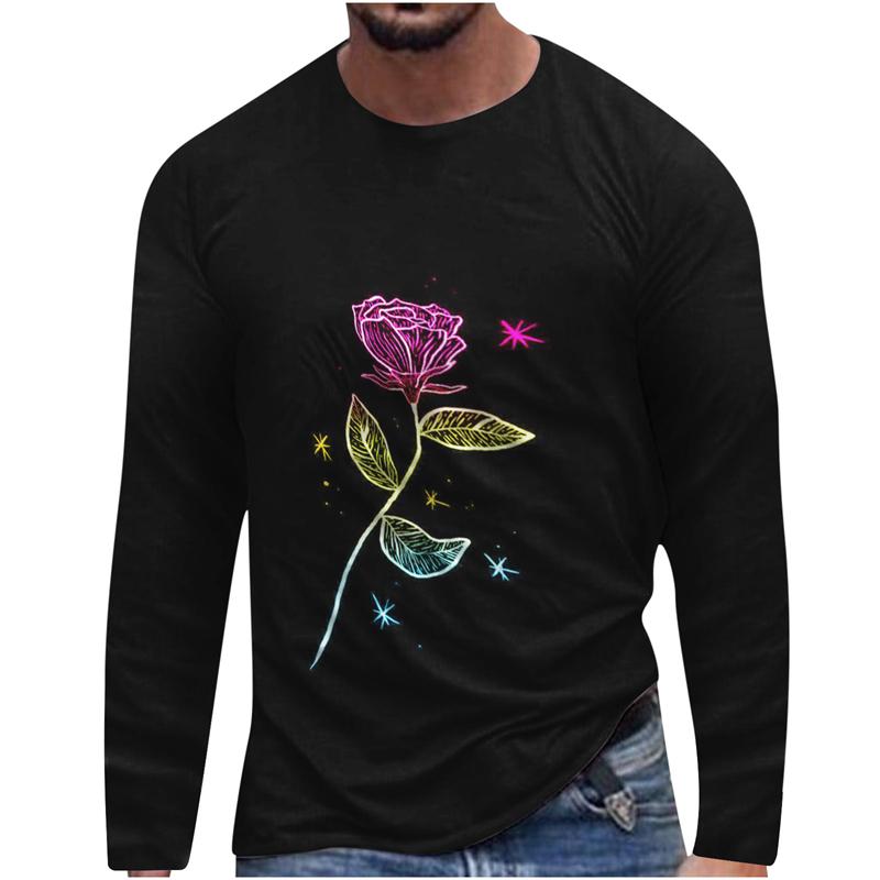 Harajuku 3D Men's Casual Long Sleeve T-shirt Flower 3D Printed Loose Summer Fashion Street Loose Oversized T Shirt Casual Loose