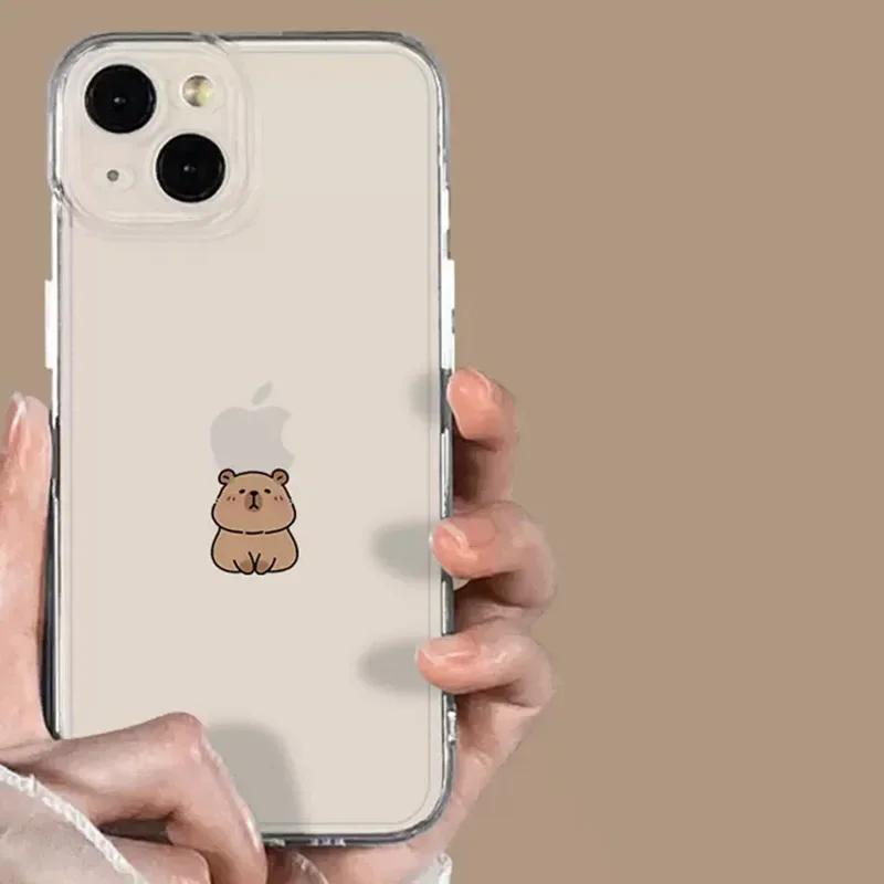 Забавный Милый Капибара Прозрачный Чехол Для Телефона Для iPhone 15 16 14 13 11 12 Pro XS Max 13Mini XR X SE 7 8 15 Plus Прозрачный Чехол Fundas