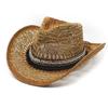 Рекомендуемая соломенная ковбойская шляпа в этническом стиле, пляжная шляпа с козырьком для летнего отпуска, панама с гофрированными большими карнизами