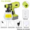 For RYOBI 18V Battery Electric Tool Electric Spray Gun 800ML 200W Cordless Paint Sprayer Furniture Steel Coating Airbrush