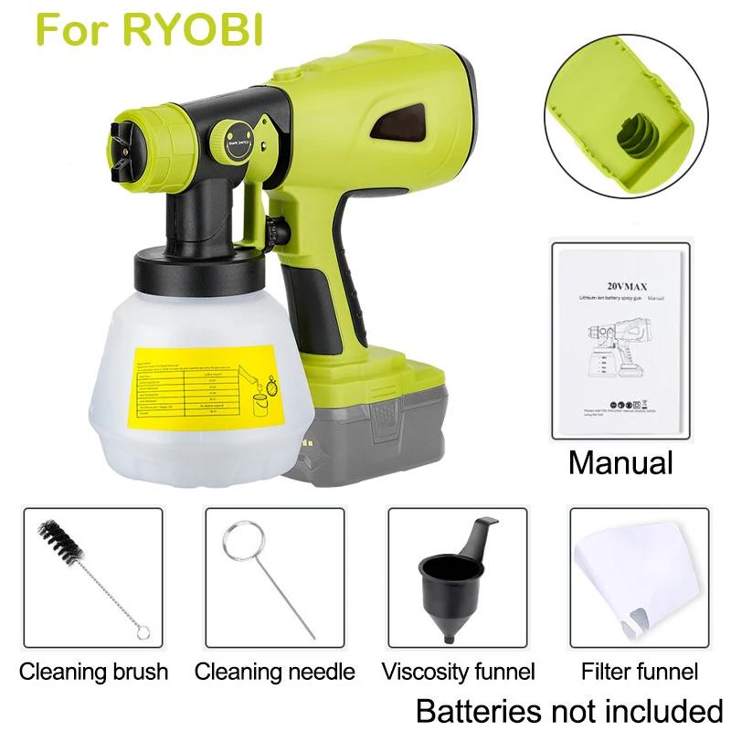 For RYOBI 18V Battery Electric Tool Electric Spray Gun 800ML 200W Cordless Paint Sprayer Furniture Steel Coating Airbrush
