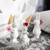 3pcs Ceramic Couple Rabbit Figurine Handicraft Bunny Statue White Rabbit Ornament  Bedroom