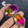 Bi-Color Tourmaline Gemstone 925 Sterling Silver Jewelry Pendant 3.55"