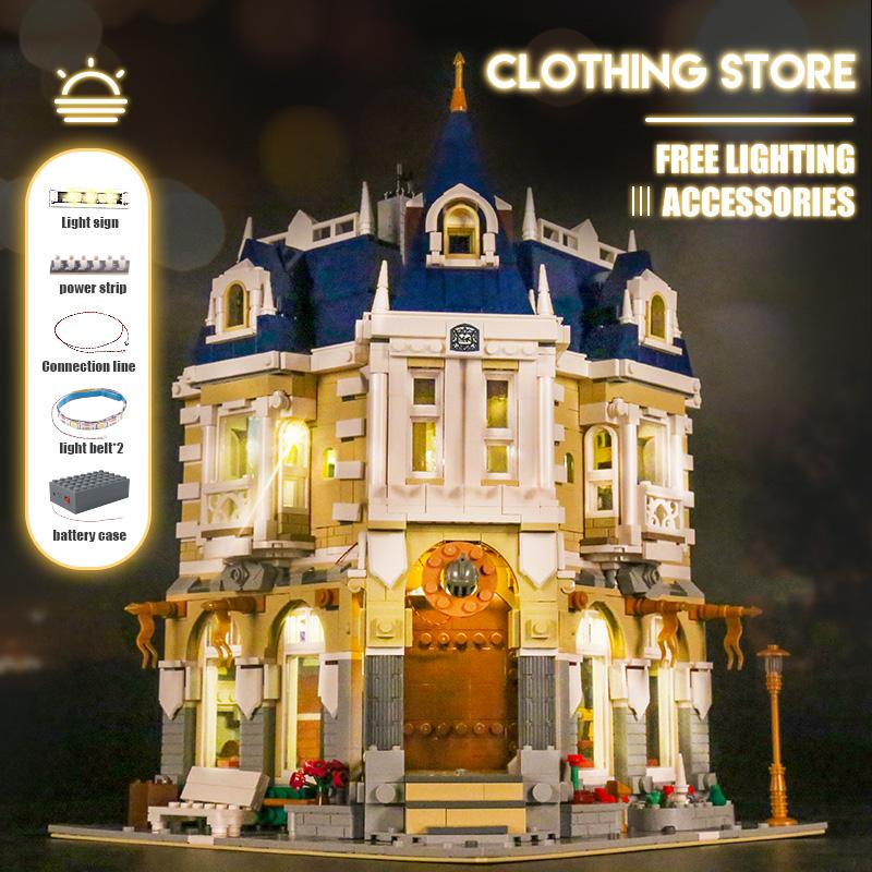 MOULD KING Streetview Building Blocks The MOC Costume Shop With Led Light Assembly Bricks Kids Educational Toys Christmas Gifts