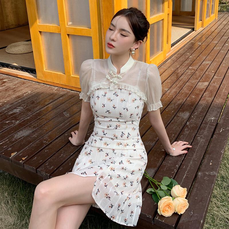 JK&JS Modern Qipao Floral Dress
