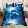 Dolphin Duvet Cover Set Cute Kawaii Wild Animals King Queen Full Size Polyester Bedding Set For Boys Girls Comforter Cover