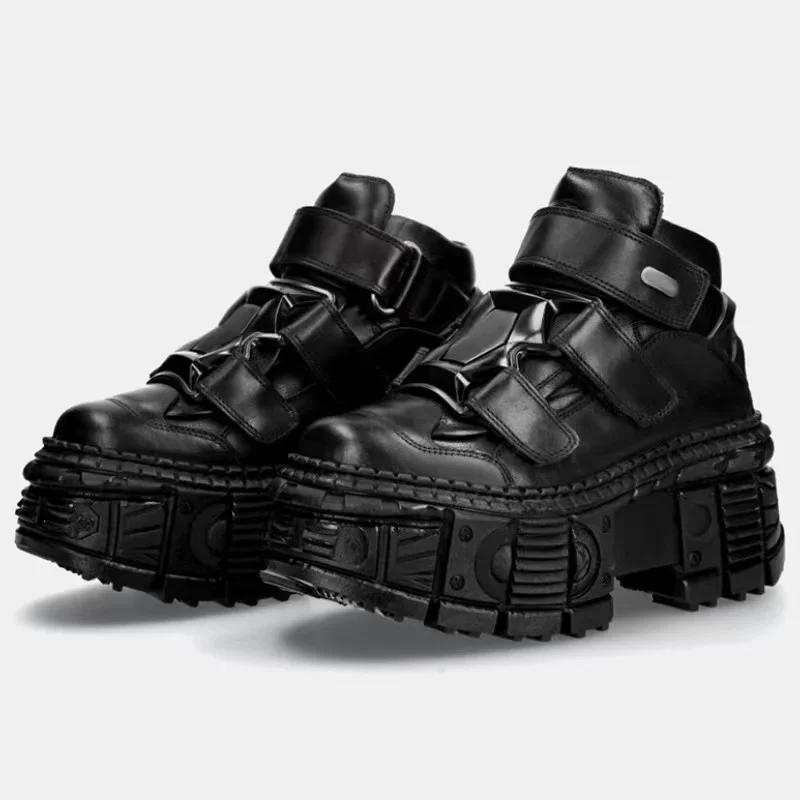 Fashion 2025 Brand Design Quality Women's Punk Gothic Shoes Comfortable High Heel Metal Decoration Rivet Handsome Motorcycle Boots