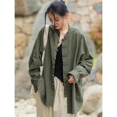 Хлопок и лен женская новая рами старая промытая песком улучшенная дзен чайная одежда дорожный кардиган женская куртка