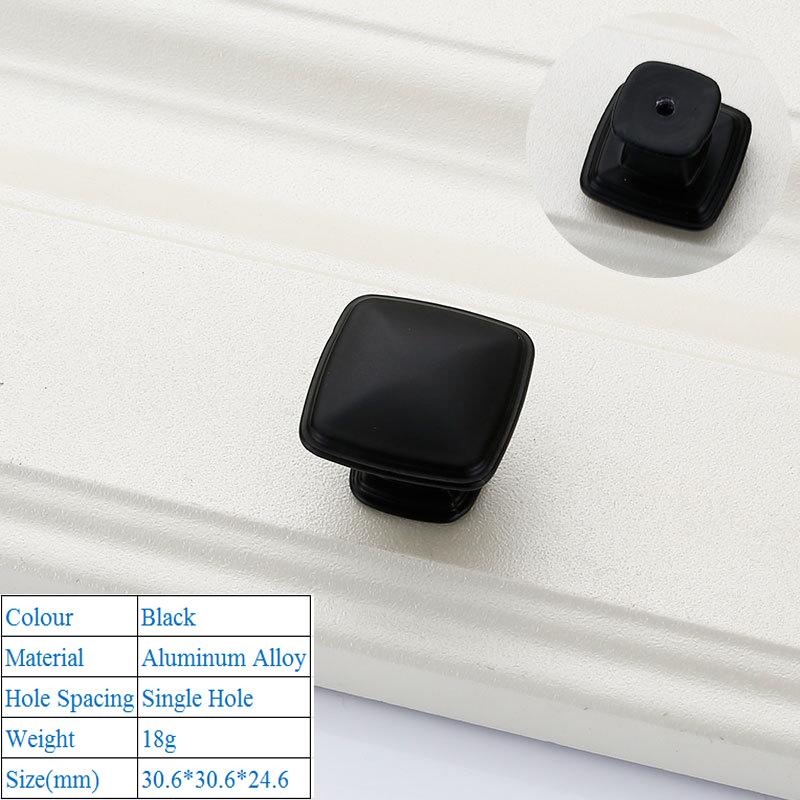 Solid Modern Simple Furniture Hardware Accessories Drawer Cabinet Door Handle American Black Cabinet Wardrobe Single Hole Knobs