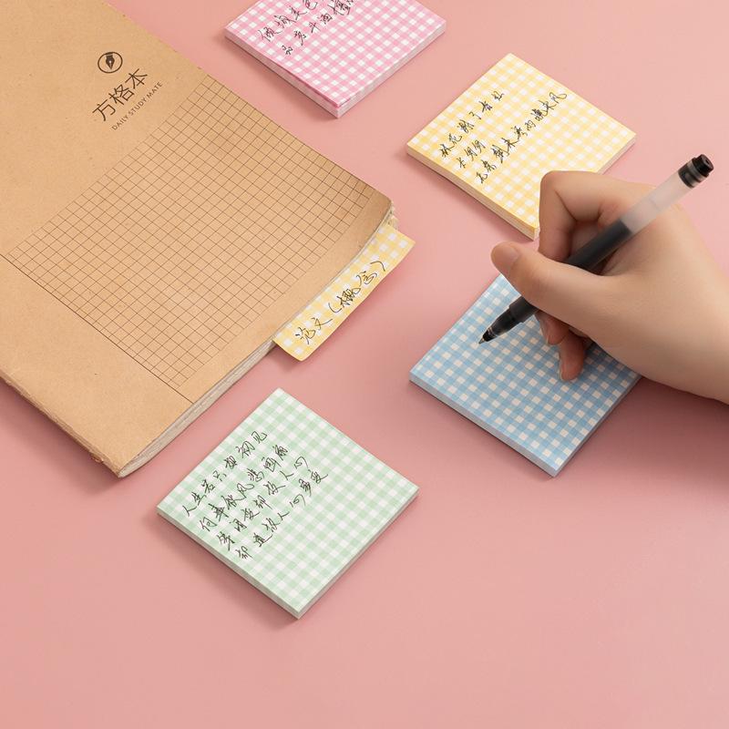 Colorful Plaid Adhesive Planner Stickers - 60 Sheets of Grid Element Sticky Notes for Student Messages and Decorations