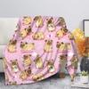 Flannel Blanket Cute Animal Pug Dog Soft Warm Fall Sofa Fleece Throw S for Bed  Couch  King Size Lightweight