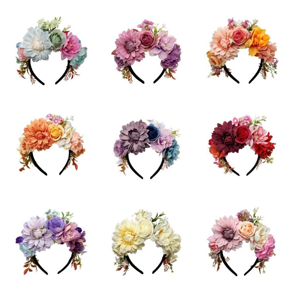 Soft Fabric Floral Headband Prom Photography Flower Crown Fabric Flower Headpiece Women