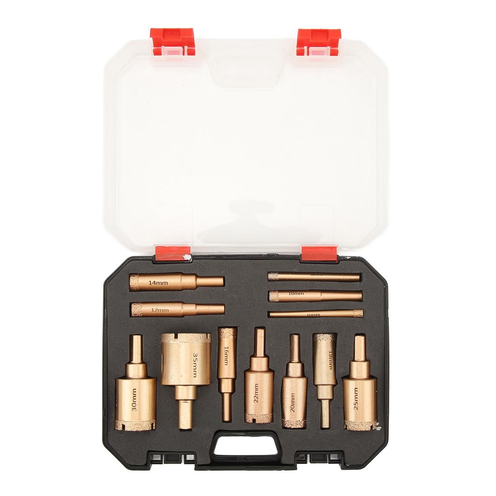 12 шт. паяных сверл для отверстий, кольцевая пила, сухой и мокрый рез, инструмент для открытия отверстий для гранита, мрамора