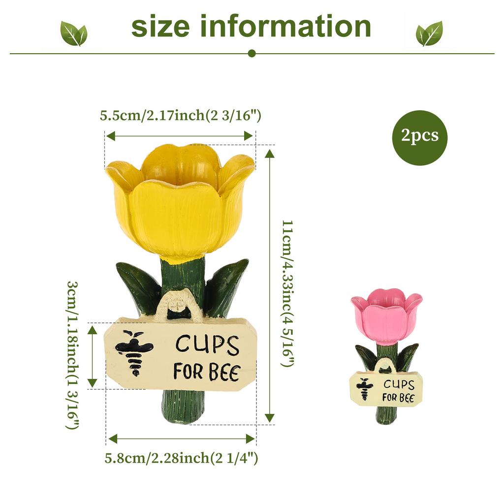 2/3Pcs Bee Watering Station Flower Shaped Resin Bee Drinking Cups Outdoor Butterfly Bee Feeder for Yards Lawns Garden Decoration